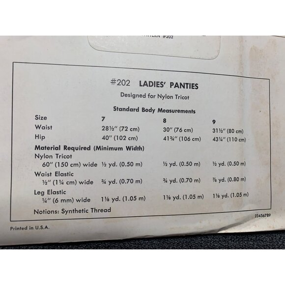 Kwik Sew Misses Panties Sewing Pattern sz 7 8 9 202 - uncut - Picture 4 of 9